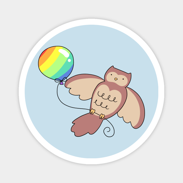 Rainbow Balloon Owl Magnet by saradaboru